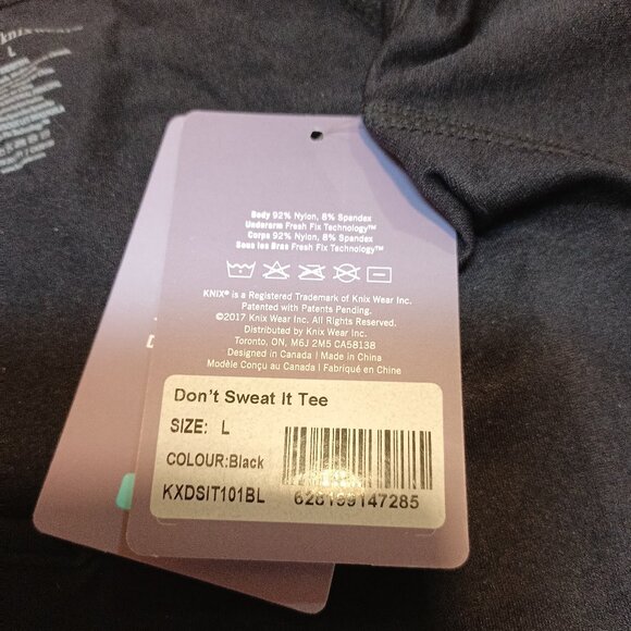 Knix NEW Don't Sweat It T-Shirt - Black Size Large - Picture 7 of 7